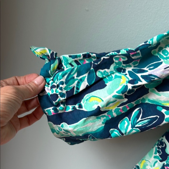 Lilly Pulitzer Blue Ruffled 3/4 Sleeve Blouse - Picture 2 of 5